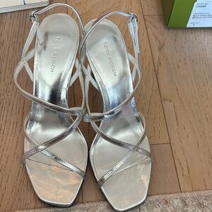 Tory Burch Metallic Silver Heels